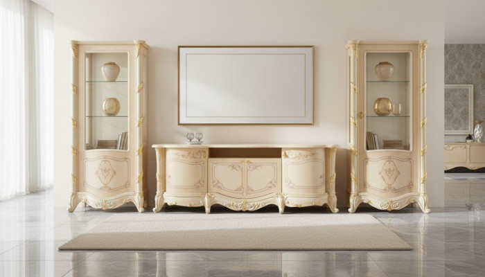 Miwwel Italienesch Säitendëscher Regaler Nei Fernsehreol tv Stand rtv Massivt Holz