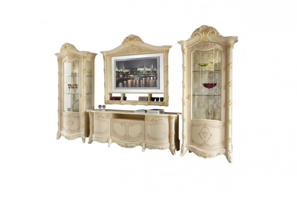 TV Kader Low Board Side RTV Wunn Zëmmer Sideboard 2x Vitrin 4tlg. Set Italien