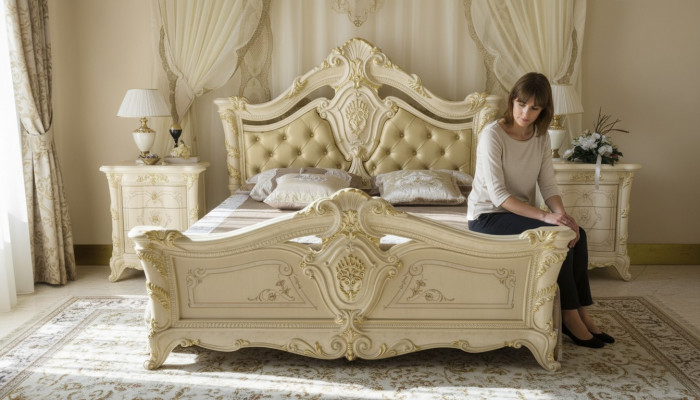 Chesterfield Schlofzëmmer Barock Still Miwwelen Textil Klassesch Bett Luxus