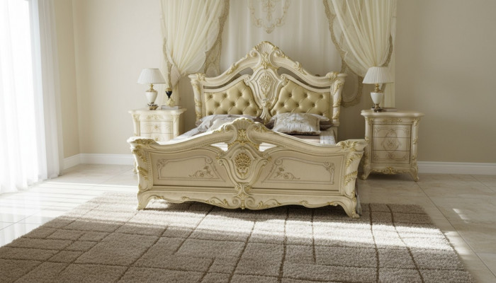 Chesterfield Schlofzëmmer Barock Still Miwwelen Textil Klassesch Bett Luxus