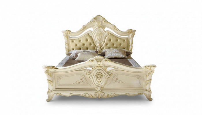 Chesterfield Schlofzëmmer Barock Still Miwwelen Textil Klassesch Bett Luxus