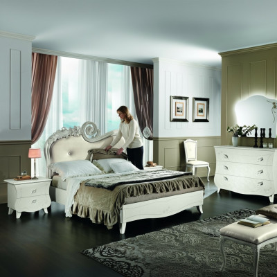 Klassesch Bett Luxus Better Chesterfield Miwwelen Schlofkummer Barock Hotel Stoff