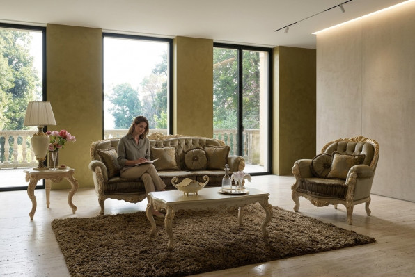 Italienesch Design Sofa Sofagarnitur 3+1 Sëtzer Canapé Polster Garnitur Miwwelen