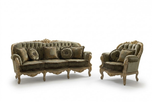 Italienesch Design Sofa Sofagarnitur 3+1 Sëtzer Canapé Polster Garnitur Miwwelen