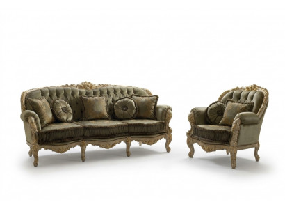 Italienesch Design Sofa Sofagarnitur 3+1 Sëtzer Canapé Polster Garnitur Miwwelen