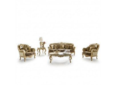Sëtzgrupp 3+2+1 Sëtzer Miwwelen Polster Textil Italienesch Chesterfield Design