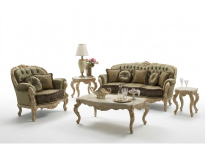 3+2 Sëtz Set Design Polster Sofas Textil Relax Klassesch Neien Braun