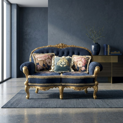 Chesterfield Canapé 2 Sëtz Polster Canapéën Sofas Samt Stoff Zweisëtzer Miwwelen Nei