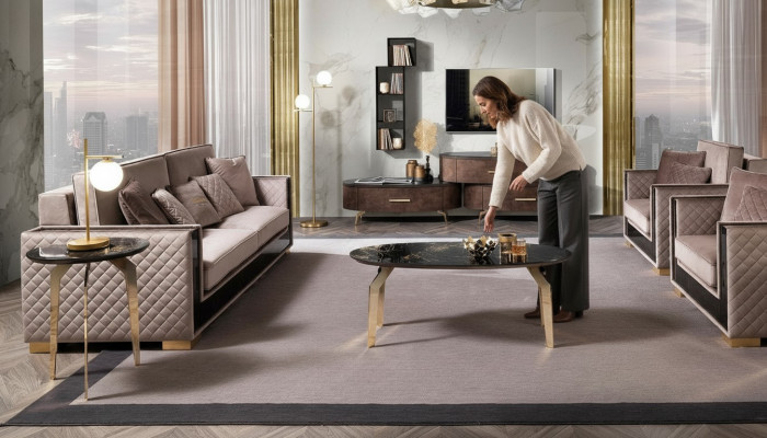 Polstergarnitur Miwwelen Couchen Lieder Büro Nei Sofagarnitur 3+1+1 Sofas Couch Nei