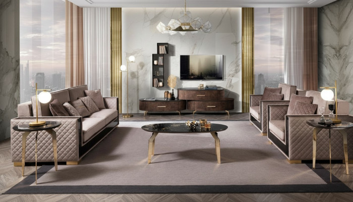 Polstergarnitur Miwwelen Couchen Lieder Büro Nei Sofagarnitur 3+1+1 Sofas Couch Nei
