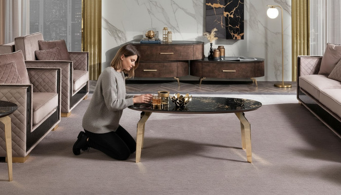 Säitendësch Designer Dësch Wunnzëmmerdësch Dëscher Oval Couchtisch Kaffisdësch