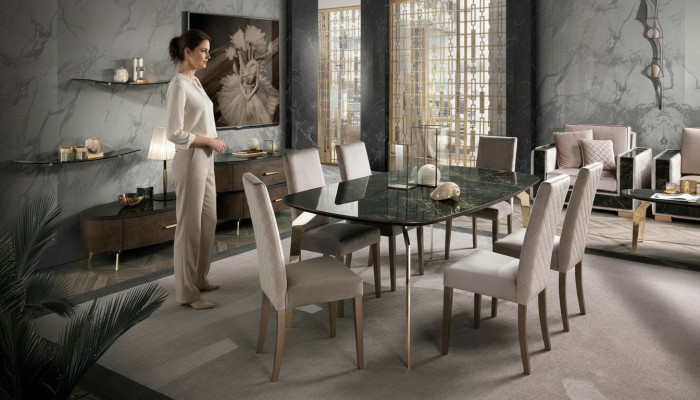 Iessdësch Schwaarz Designer Dëscher Modernen Design Miwwelen Luxus Iesszëmmer Dësch Kichen