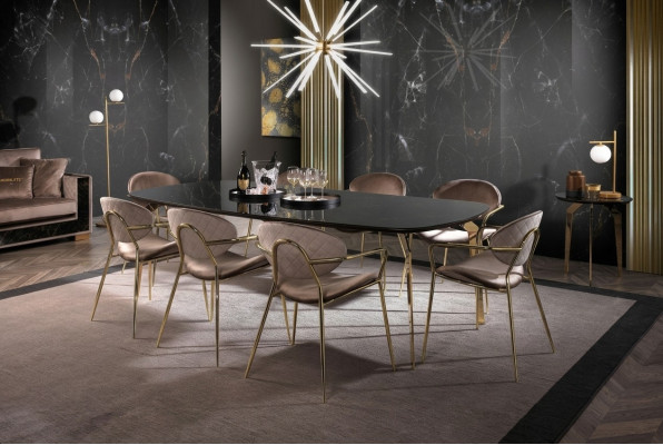 Iessdësch Design Miwwelen Italien Luxus Iesszëmmer Dësch Iessdëscher Marmor Edelstol