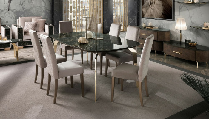 Luxus Set Iesszëmmer Iessdësch Stull XL Dësch Dëscher Still Holz Design 7 Stéck Nei