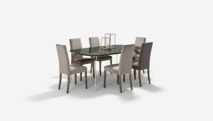 Luxus Set Iesszëmmer Iessdësch Stull XL Dësch Dëscher Still Holz Design 7 Stéck Nei
