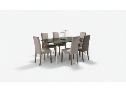 Luxus Set Iesszëmmer Iessdësch Stull XL Dësch Dëscher Still Holz Design 7 Stéck Nei