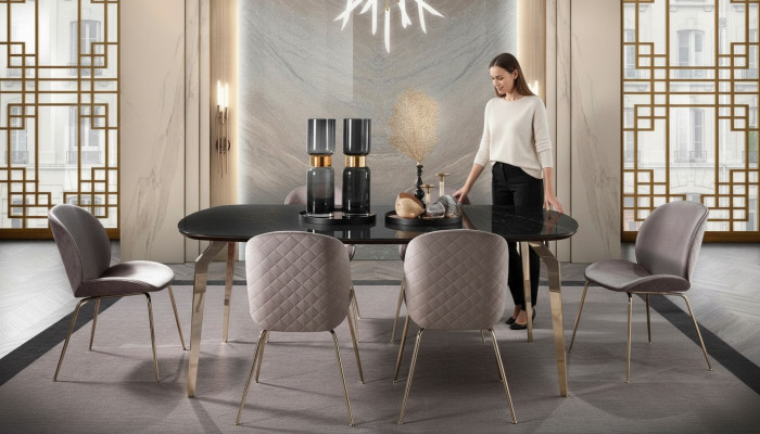 Garnitur Dësch Dëscher Luxus Holz Miwwelen Nei Iesszëmmer Grupp Komplett Set 7tlg