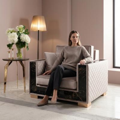 Polster Designer Textil 1-Sëtz Polster Sëtz Couchen Neie Fauteuil 120x102cm Canapé.