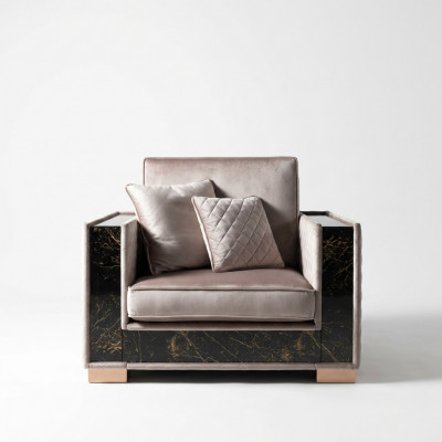 Polster Designer Textil 1-Sëtz Polster Sëtz Couchen Neie Fauteuil 120x102cm Canapé.