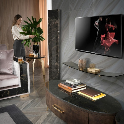 Modern Wunnwand Wunnzëmmer Wandregal Sideboard RTV Regal Maueren Schaf 2-Deeler.