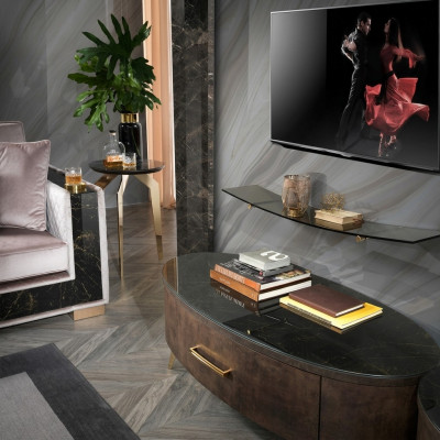 Modern Wunnwand Wunnzëmmer Wandregal Sideboard RTV Regal Maueren Schaf 2-Deeler.