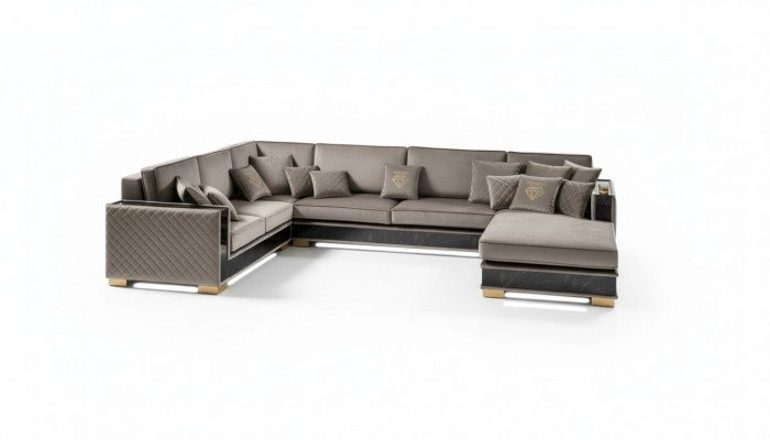 Wunnlandschaft Ecksofa U-Form Couche Sëtz Polstersofa Sofae Miwwelen Sofa Italien