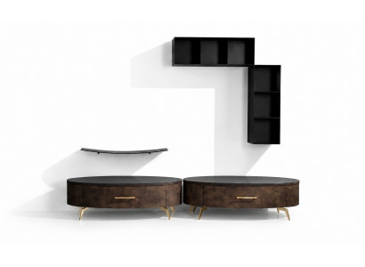 Wunnezëmmer Regal Garnitur 4tlg. Design Wunnwand Schaf RTV Säit Low Board
