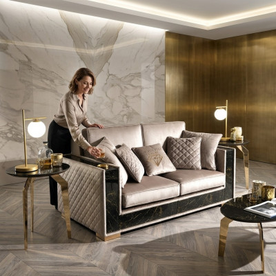 Zwee-Sëtzer Canapé 2 Sëtzer Grouss XL Canapéen Sofas Wunnzëmmer Design Nei