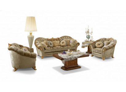 Luxus Miwwelen Sofagarnitur Canapé Sofa Barock Rokoko Polster 3+1+1 Sëtzer Holz 3tlg