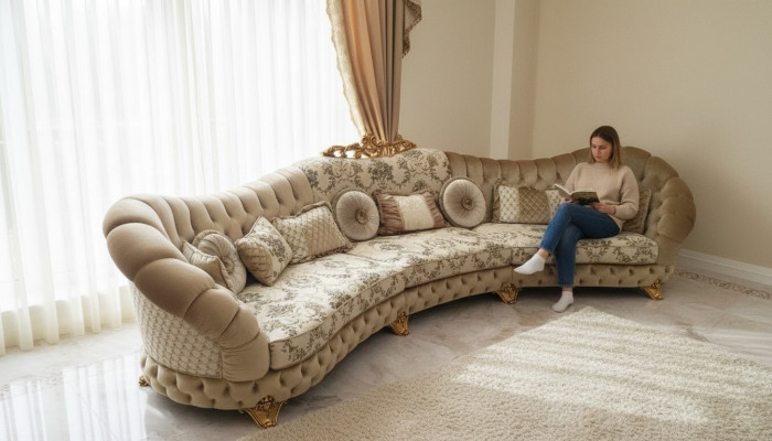 Wunnlandschaft Ecksofa Rond Canapé Sëtz Polster Sofa Luxus Miwwel Sofaen Italien