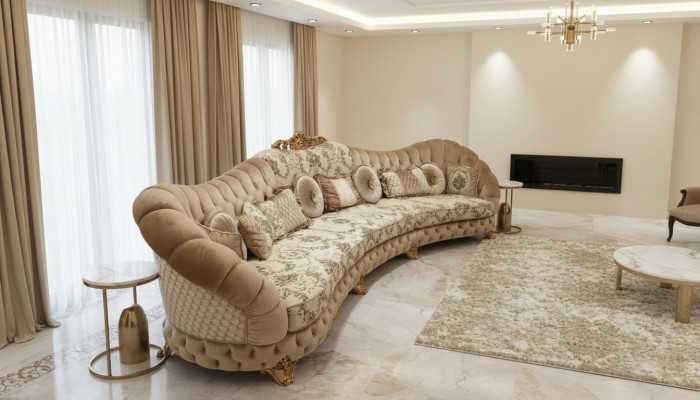 Wunnlandschaft Ecksofa Rond Canapé Sëtz Polster Sofa Luxus Miwwel Sofaen Italien