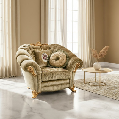 Designer Lehnstull gepolstert Sofa Sëtz Barock Rokoko Wunnzëmmer Fauteuil Lounge