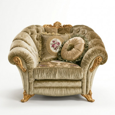 Designer Lehnstull gepolstert Sofa Sëtz Barock Rokoko Wunnzëmmer Fauteuil Lounge