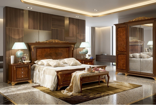 Luxus Grupp Garnitur Nei Bett 2x Nuetsdësch 3 Deeler Schlofzëmmer Set