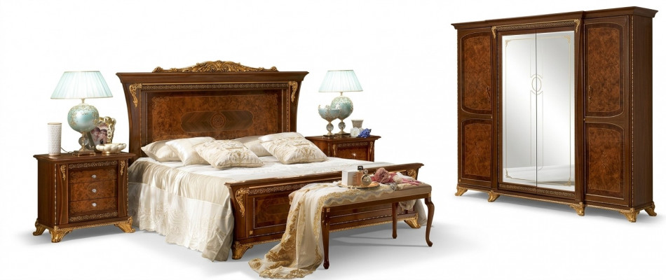 Luxus Grupp Garnitur Nei Bett 2x Nuetsdësch 3 Deeler Schlofzëmmer Set