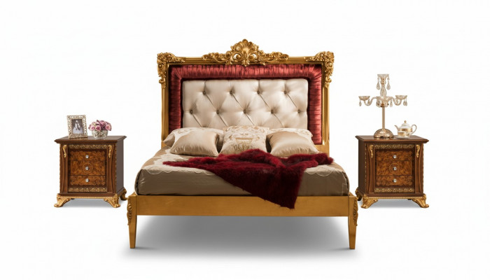 Bett Schlofzëmmer Set Design Luxus Better Nei Barock Miwwelen 2x Nuetsdësch 3-Deeler.