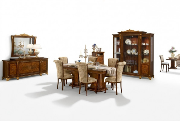 Iesszëmmer Set Garnitur Vitrine Dësch 6x Stull Kommode Spigel Barock Nei 10tlg.