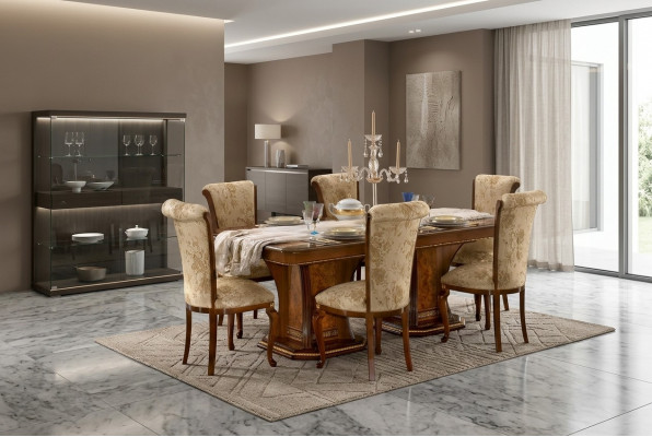 Kichen Still 6x Stull Set Textil Polster Sitz Holz Iesszëmmer Garnitur Iesszëmmer