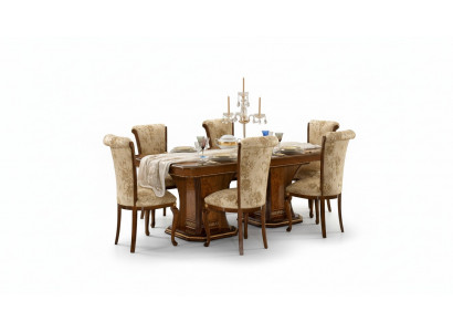 Kichen Still 6x Stull Set Textil Polster Sitz Holz Iesszëmmer Garnitur Iesszëmmer