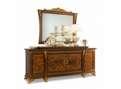 Kommoder Set Italienesch Miwwelen 2-Deeler Kommode mat Spigel Massivholz Sideboard