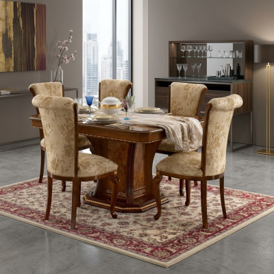 Stull Holz Brong Italienesch Miwwelen Polster Wunnzëmmer Lehn Stiller Luxus Fotell