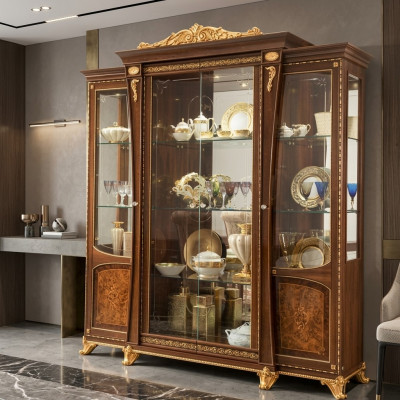 Vitrine Iesszëmmer Anrichte Holz Schief Schiefen Miwwelen Wunnzëmmer Anrichte Glas Schaf