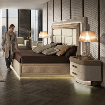 Schlofkummer Konsolen Nuechtegstell Säitendësch Modernen Design Miwwelen HolzBeige Nei