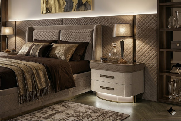 Schlofkummer Konsolen Nuechtegstell Säitendësch Modernen Design Miwwelen HolzBeige Nei