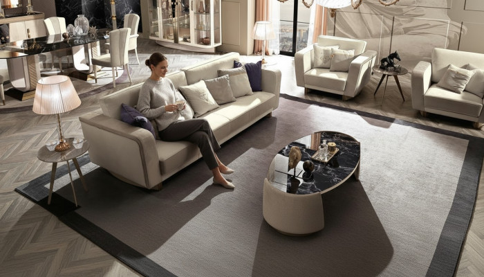 Italienesch Miwwelen Sofagarnitur 3+1+1 Sëtz Set Design Sofa Polster Couchen Canapé.