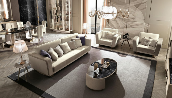 Italienesch Miwwelen Sofagarnitur 3+1+1 Sëtz Set Design Sofa Polster Couchen Canapé.