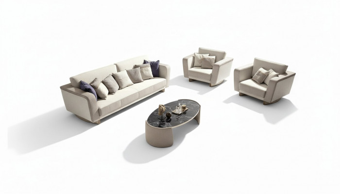 Italienesch Miwwelen Sofagarnitur 3+1+1 Sëtz Set Design Sofa Polster Couchen Canapé.