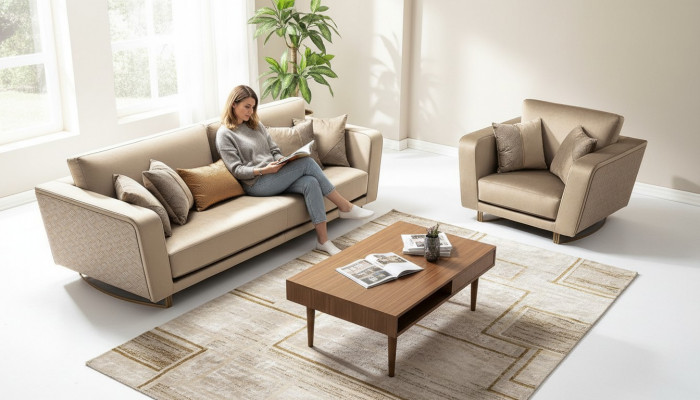 Sofagarnitur 3+1 Sëtz Set Design Canapéë Polster Couchen Lieder Relax Modern Nei