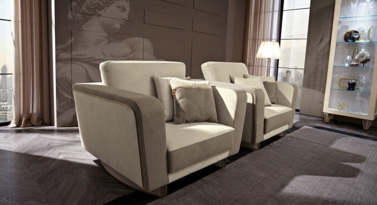 Design Lounge Club Entspanungssessel Stull Polster Télévisiounsleder Textil Holz Stoff