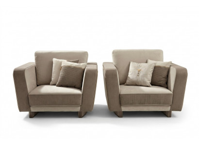 Design Lounge Club Entspanungssessel Stull Polster Télévisiounsleder Textil Holz Stoff